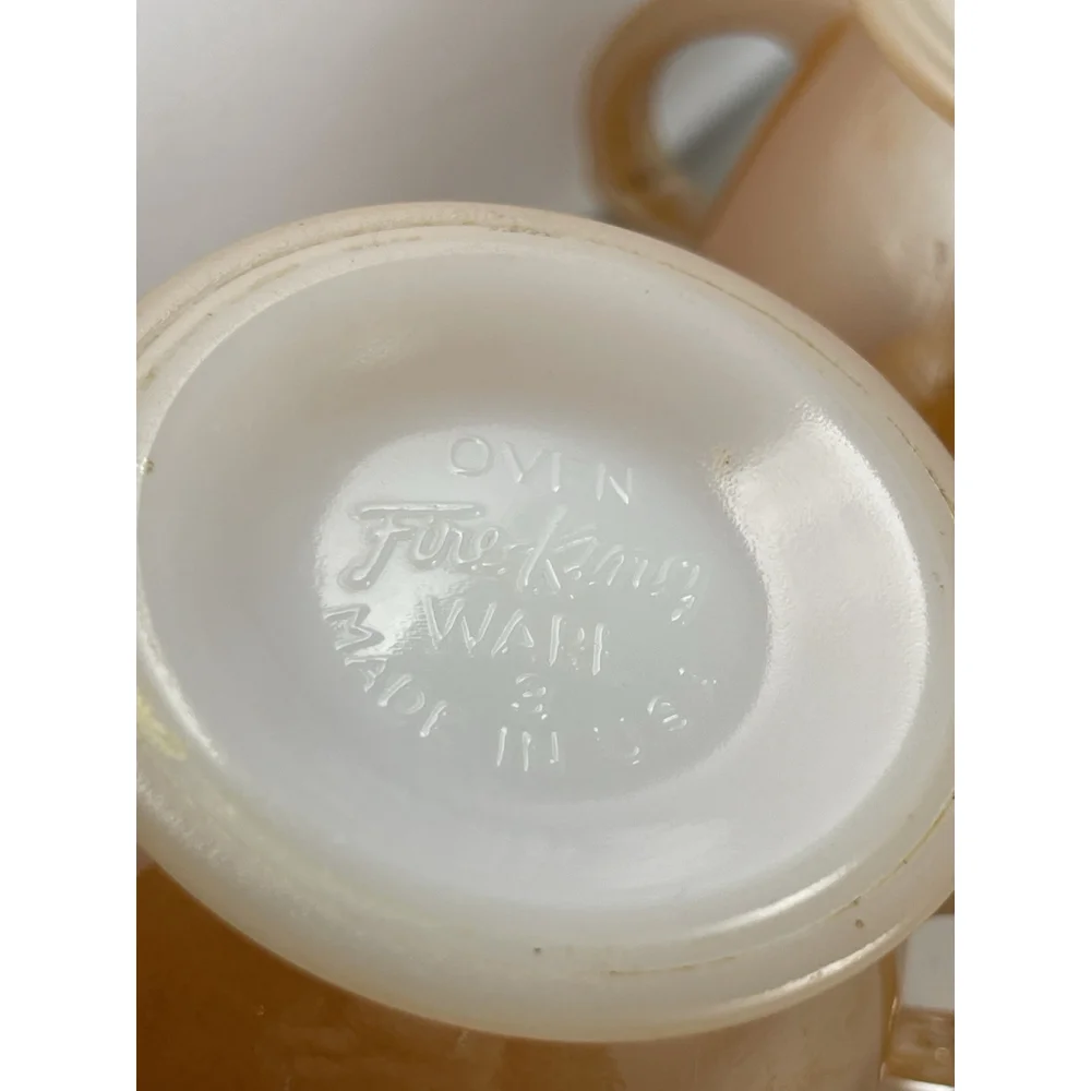 Anchor Hocking Fire King Peach Lustre Sheaves of Wheat Creamer and Sugar bowl